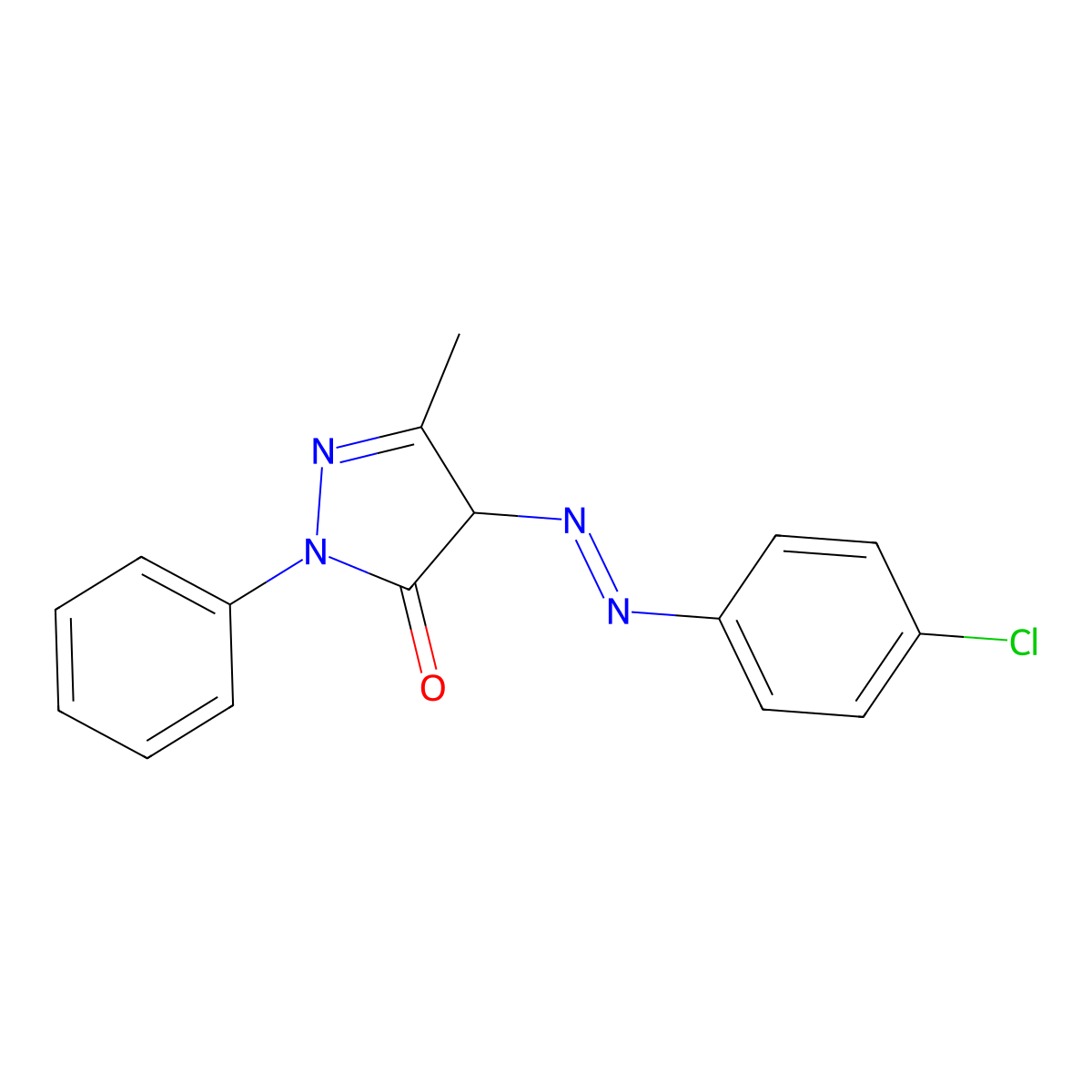 4-((4-Chlorophenyl)diazenyl)-5-methyl-2-phenyl-2,4-dihydro-3H-pyrazol-3-one molecular structure, CAS 10410-15-8