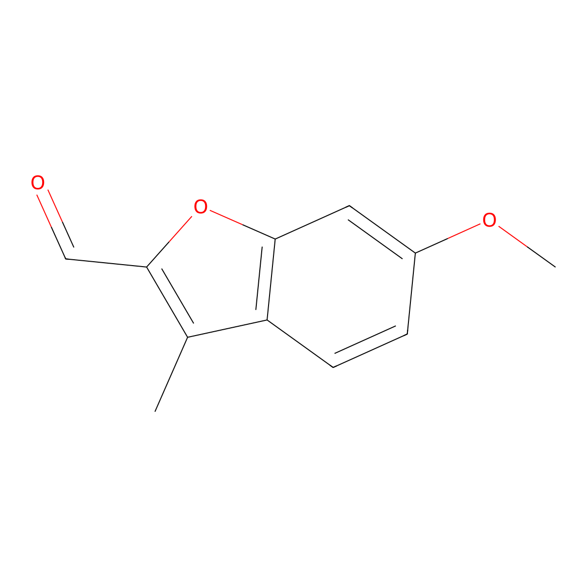 6-Methoxy-3-methyl-1-benzofuran-2-carbaldehyde molecular structure, CAS 10410-28-3