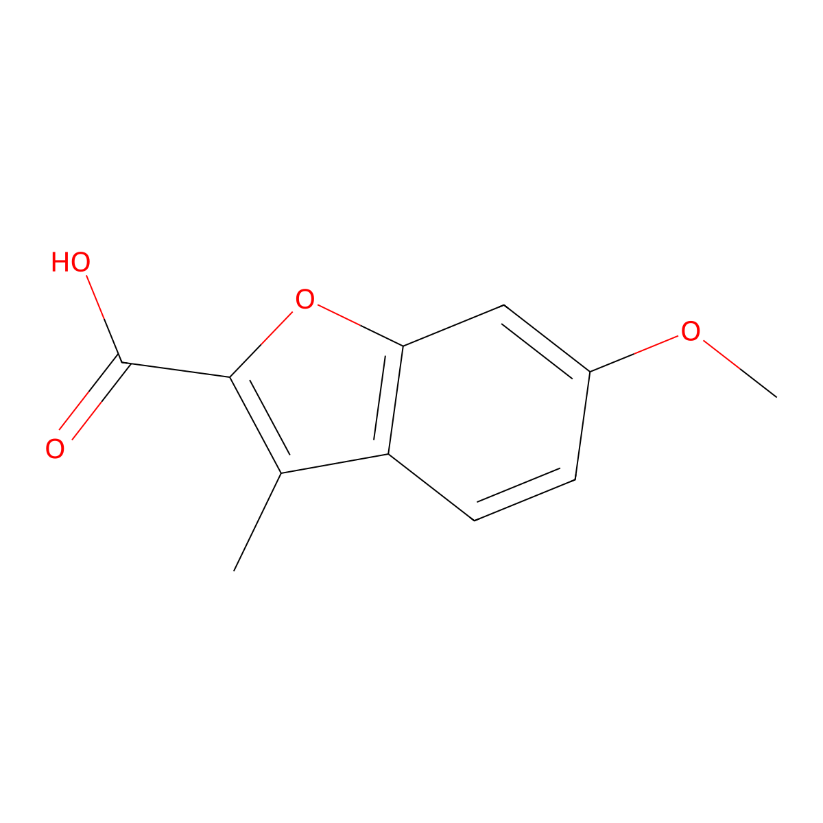 6-Methoxy-3-methyl-1-benzofuran-2-carboxylic acid molecular structure, CAS 10410-29-4