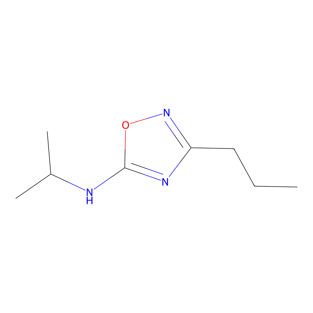 N-(propan-2-yl)-3-propyl-1,2,4-oxadiazol-5-amine molecular structure, CAS 1041005-75-7