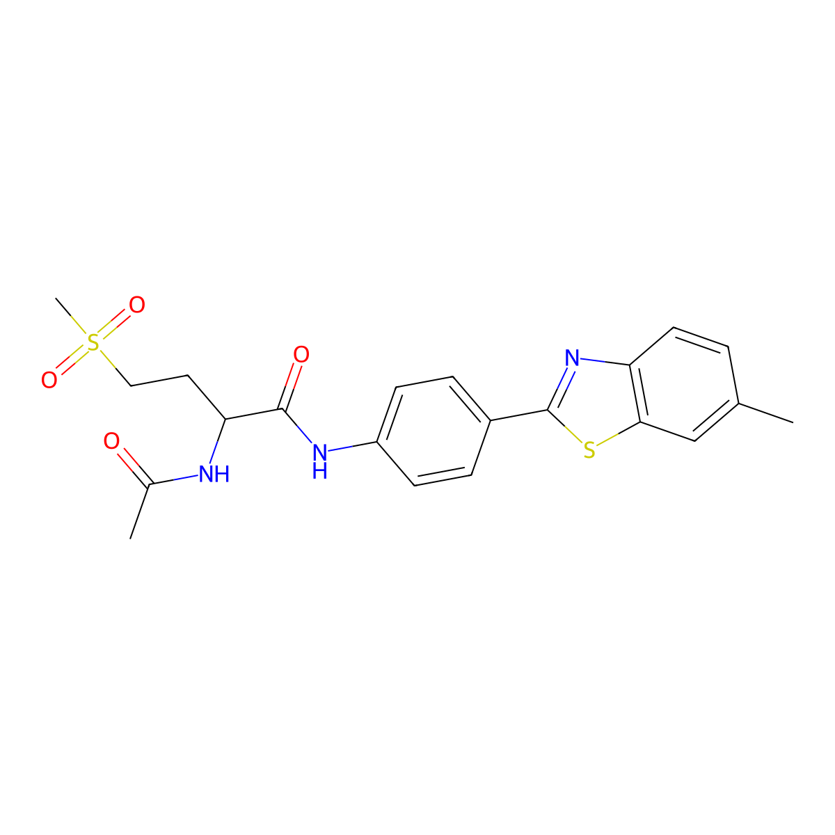2-acetamido-N-(4-(6-methylbenzo[d]thiazol-2-yl)phenyl)-4-(methylsulfonyl)butanamide molecular structure, CAS 1041008-86-9