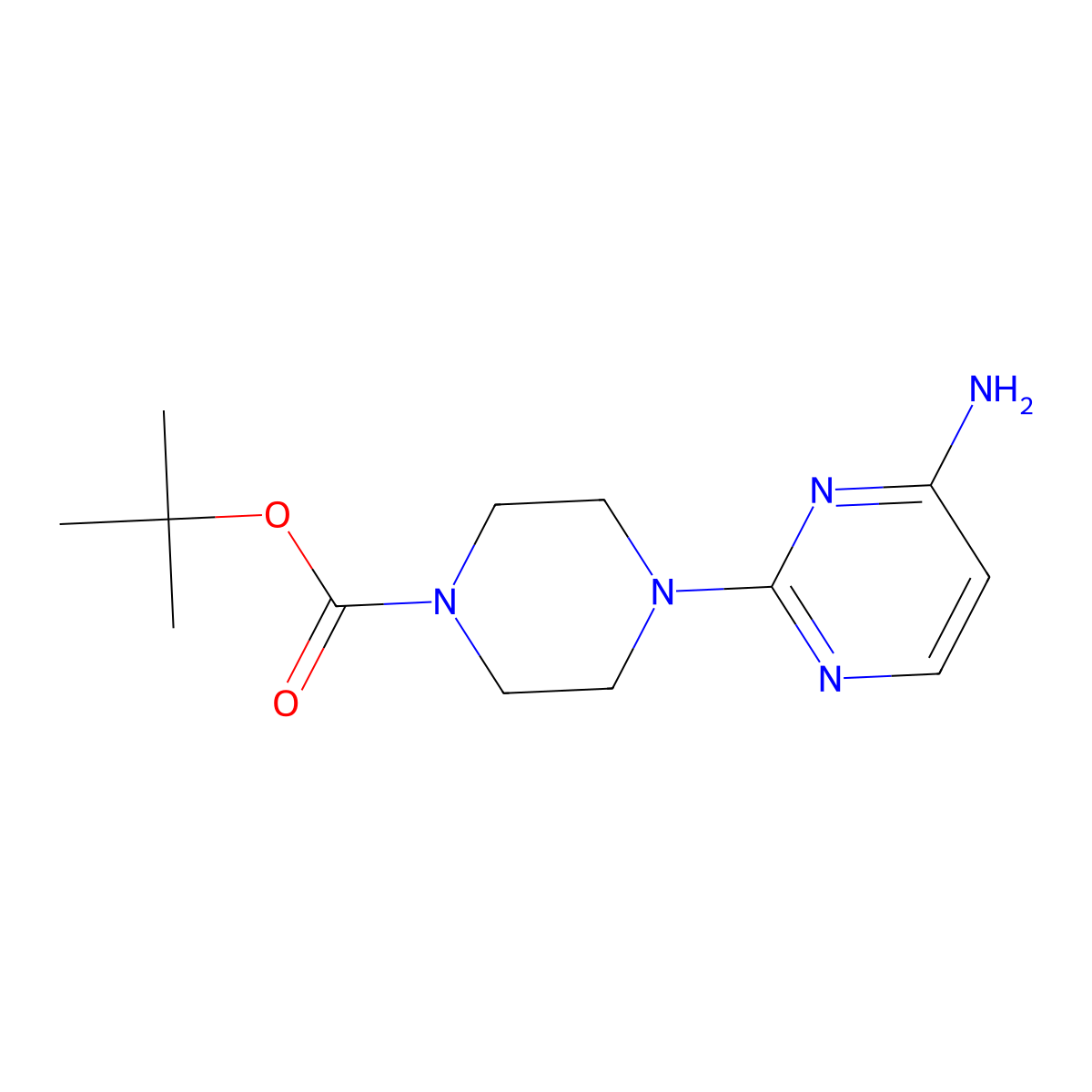 tert-Butyl 4-(4-aminopyrimidin-2-yl)piperazine-1-carboxylate molecular structure, CAS 1041054-18-5