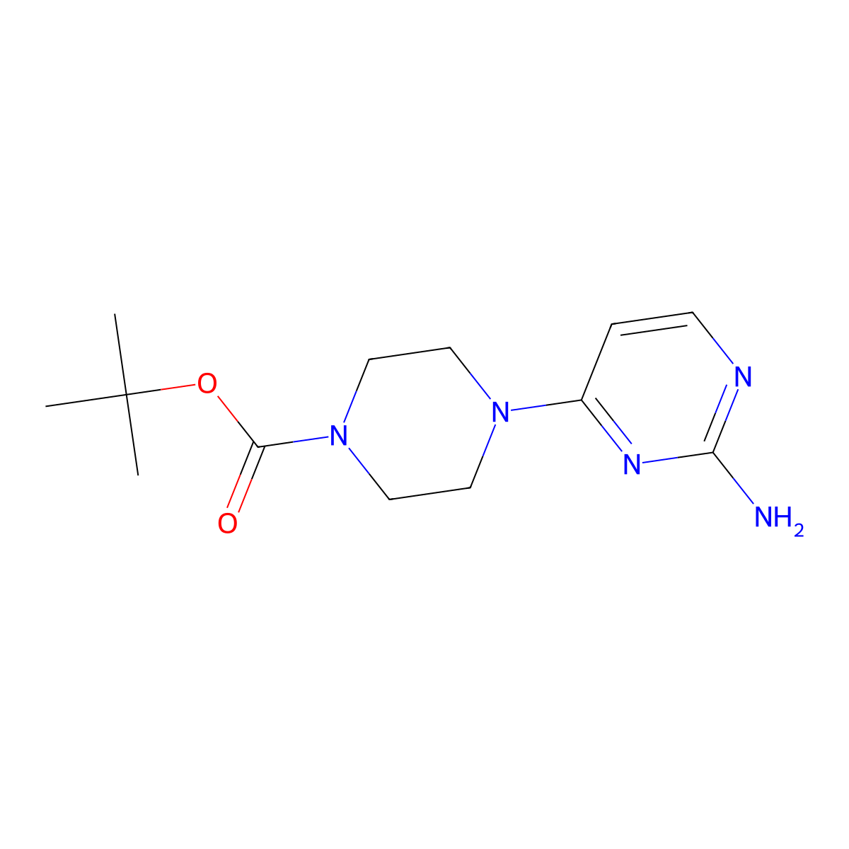 Tert-butyl 4-(2-aminopyrimidin-4-yl)piperazine-1-carboxylate molecular structure, CAS 1041054-20-9