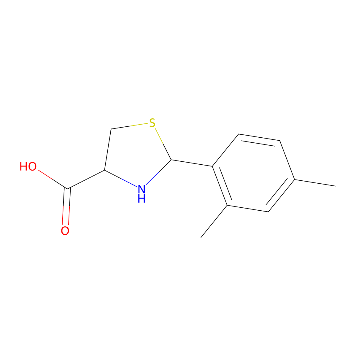 2-(2,4-dimethylphenyl)-1,3-thiazolidine-4-carboxylic Acid molecular structure, CAS 1041059-16-8