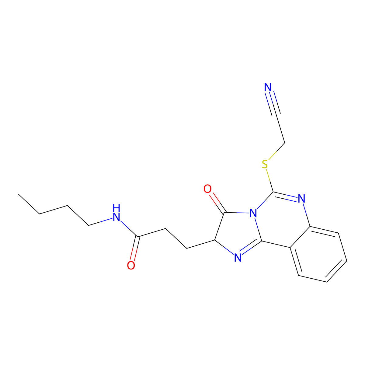 N-butyl-3-{5-[(cyanomethyl)sulfanyl]-3-oxo-2H,3H-imidazo[1,2-c]quinazolin-2-yl}propanamide molecular structure, CAS 1041071-25-3