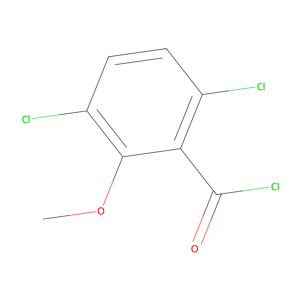 Benzoyl chloride, 3,6-dichloro-2-methoxy- molecular structure, CAS 10411-85-5