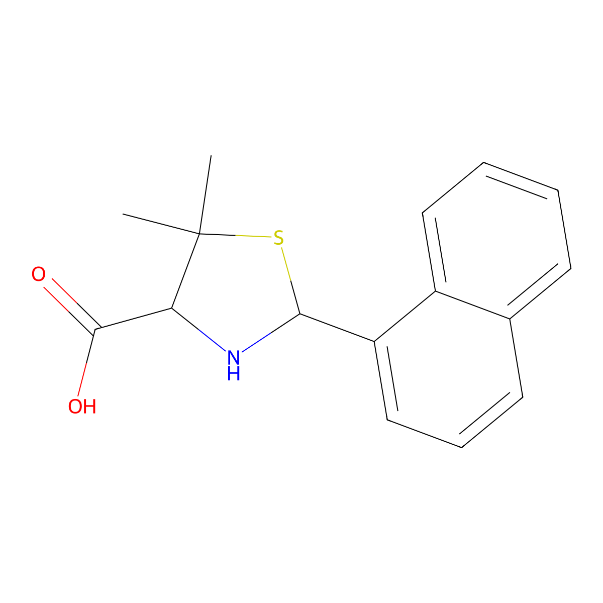 5,5-Dimethyl-2-naphthyl-1,3-thiazolidine-4-carboxylic acid molecular structure, CAS 1041100-89-3