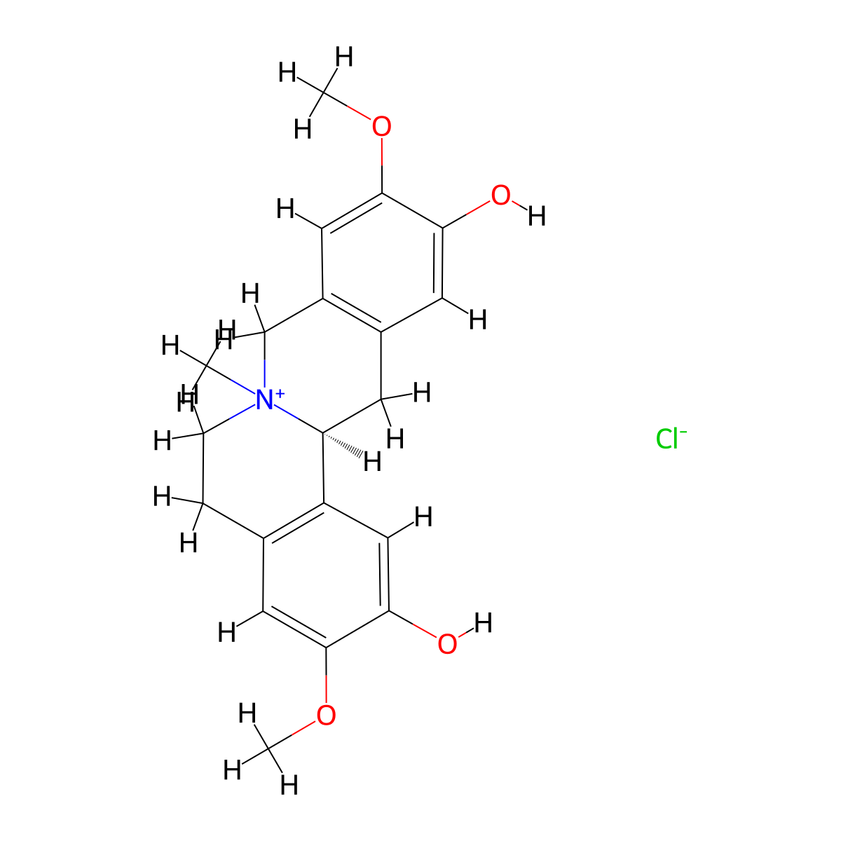 Phellodendrine chloride molecular structure, CAS 104112-82-5