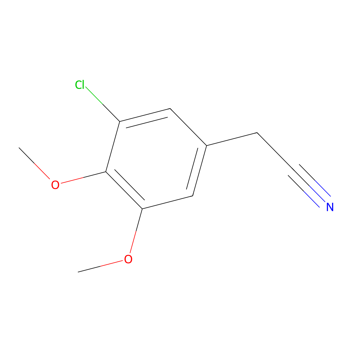 Benzeneacetonitrile, 3-chloro-4,5-dimethoxy- molecular structure, CAS 104113-75-9