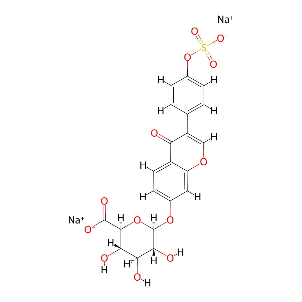 Daidzein 7-B-D-glucuronide 4'-sulfate disodium salt molecular structure, CAS 1041134-19-3
