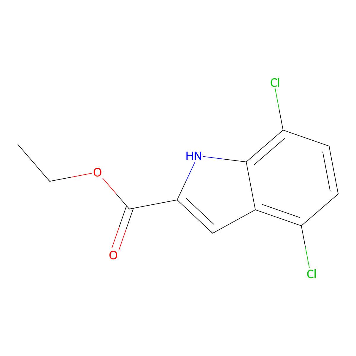 Ethyl 4,7-dichloro-1H-indole-2-carboxylate molecular structure, CAS 104115-70-0