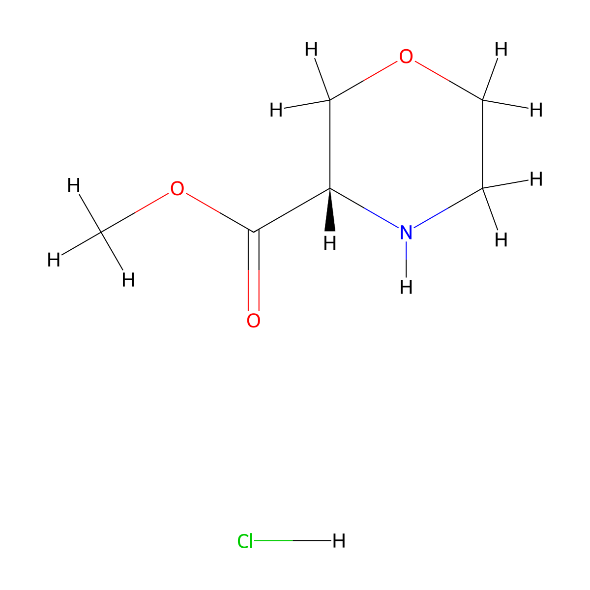 Methyl (3S)-morpholine-3-carboxylate hydrochloride molecular structure, CAS 1041173-28-7