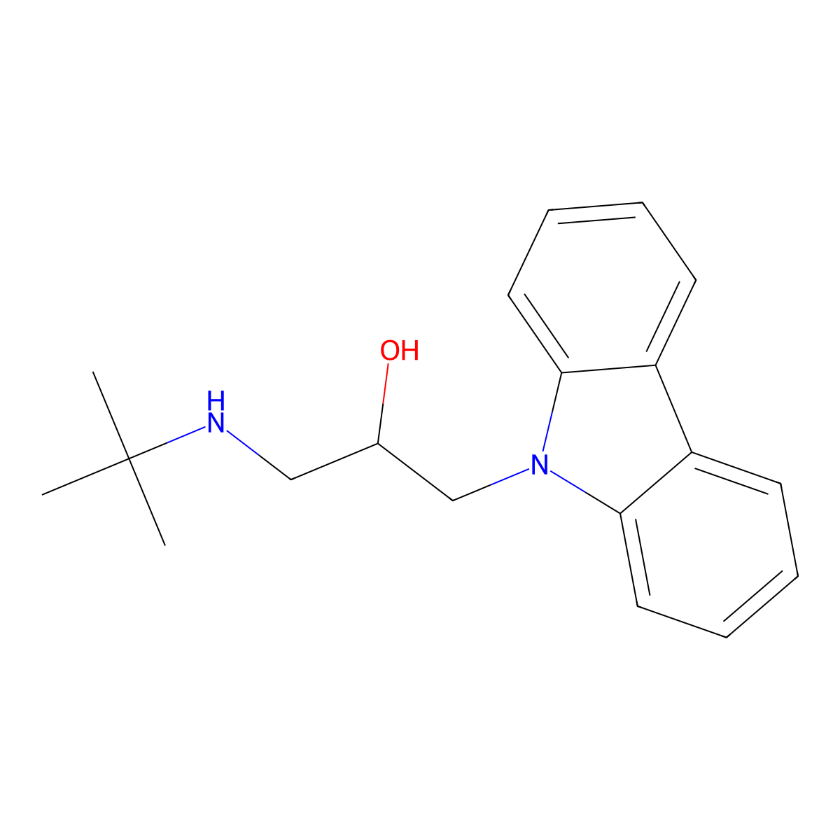 1-(tert-butylamino)-3-(9H-carbazol-9-yl)propan-2-ol molecular structure, CAS 104118-94-7