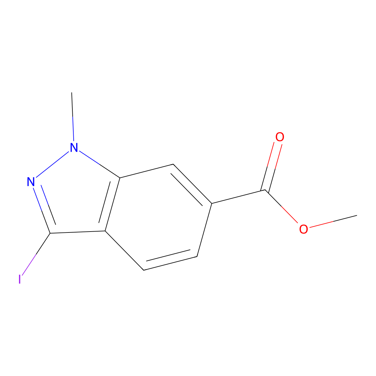 Methyl 3-iodo-1-methyl-1H-indazole-6-carboxylate molecular structure, CAS 1041205-25-7