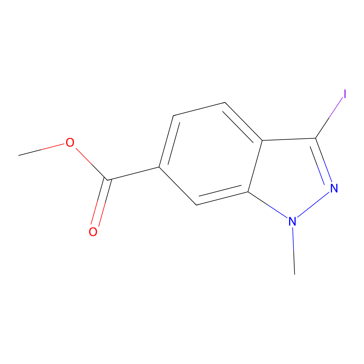 Methyl 3-iodo-1-methyl-1H-indazole-6-carboxylate molecular structure, CAS 1041205-25-7
