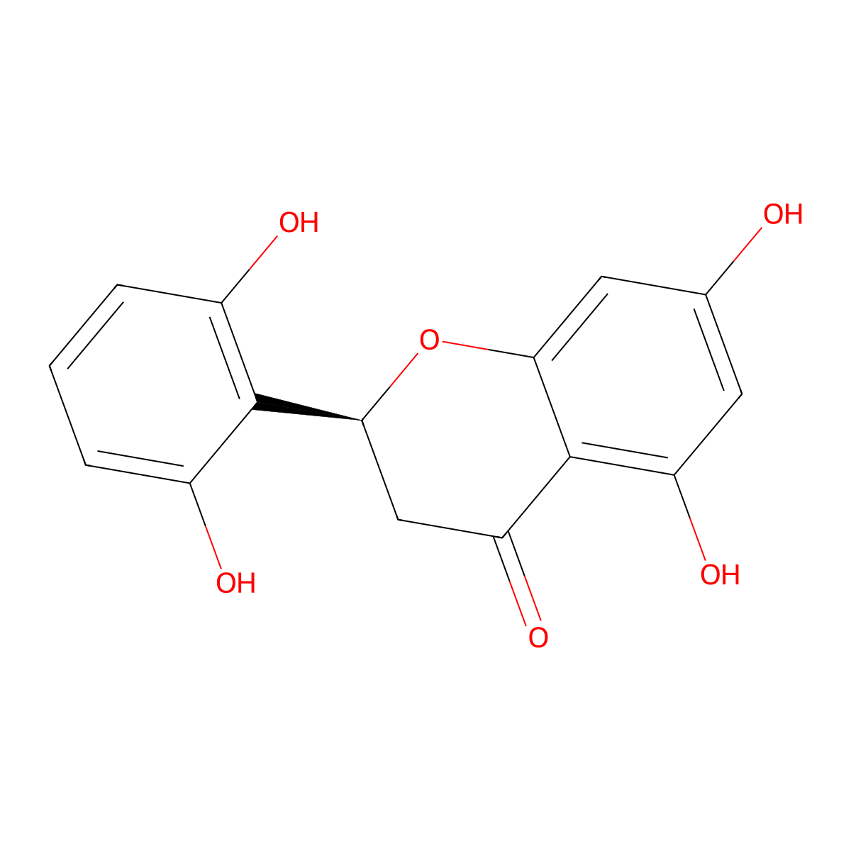 4H-1-Benzopyran-4-one, 2-(2,6-dihydroxyphenyl)-2,3-dihydro-5,7-dihydroxy-, (2S)- molecular structure, CAS 104125-36-2