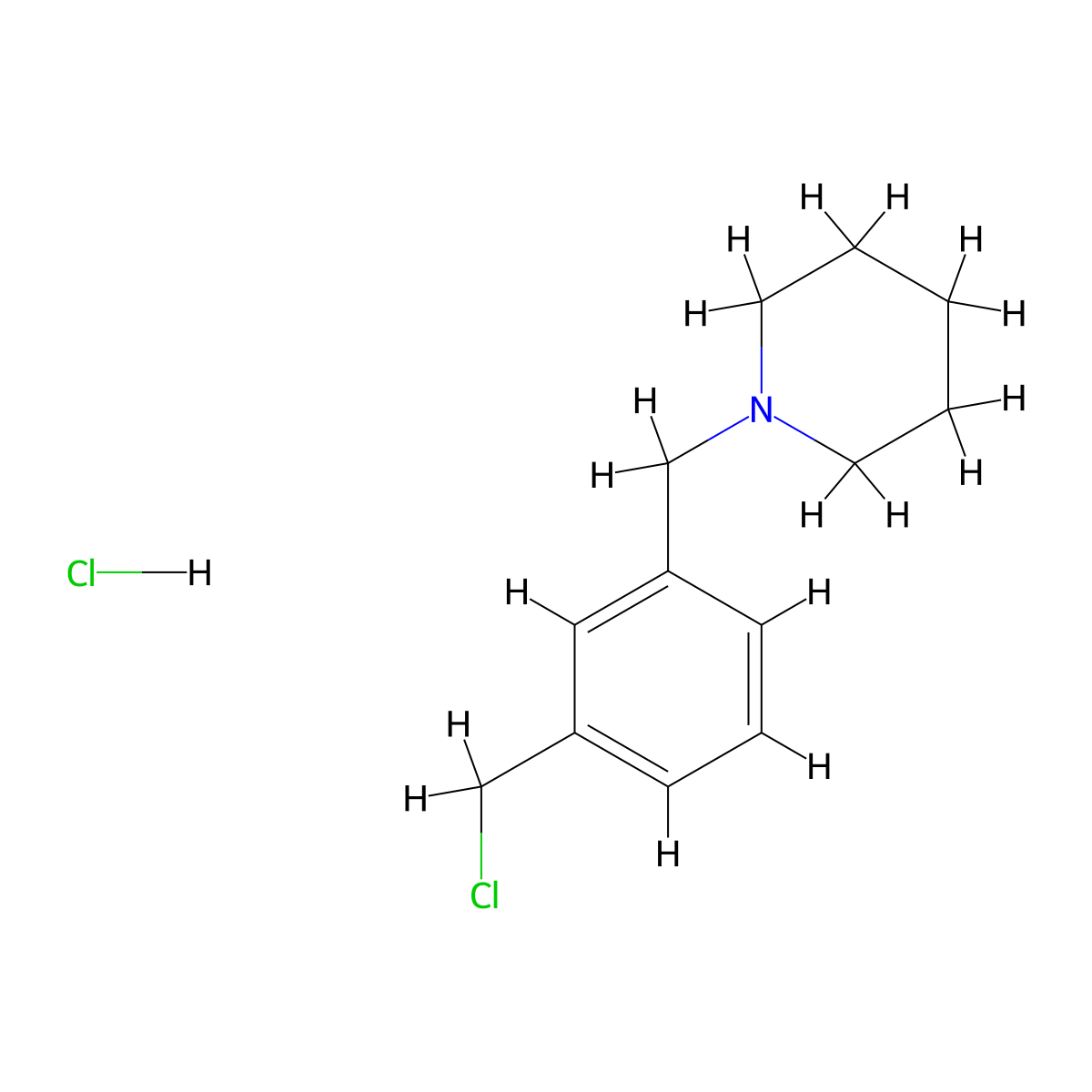 1-{[3-(Chloromethyl)phenyl]methyl}piperidine hydrochloride molecular structure, CAS 104126-78-5
