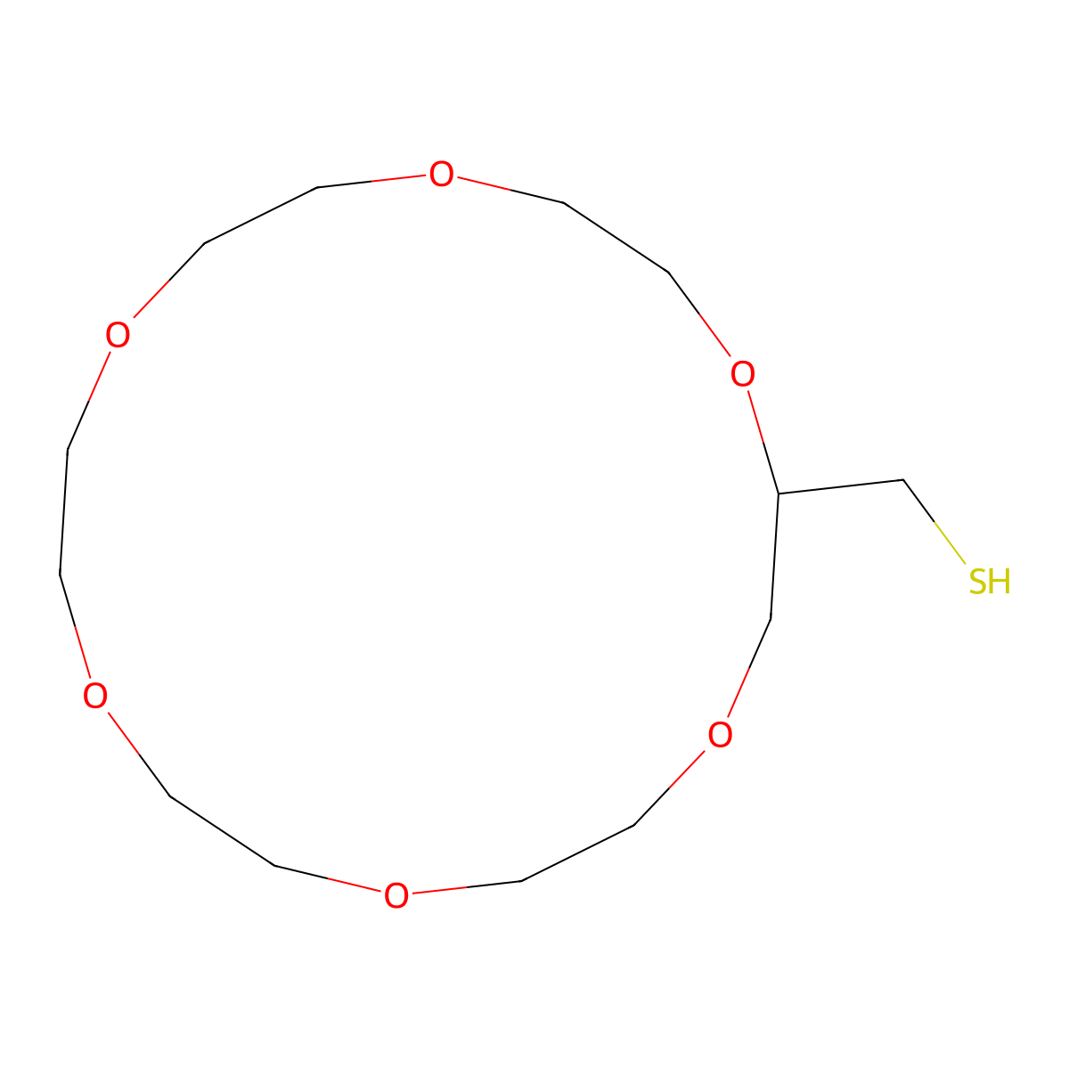 (R)-(1,4,7,10,13,16-Hexaoxacyclooctadecan-2-yl)methanethiol molecular structure, CAS 104128-56-5
