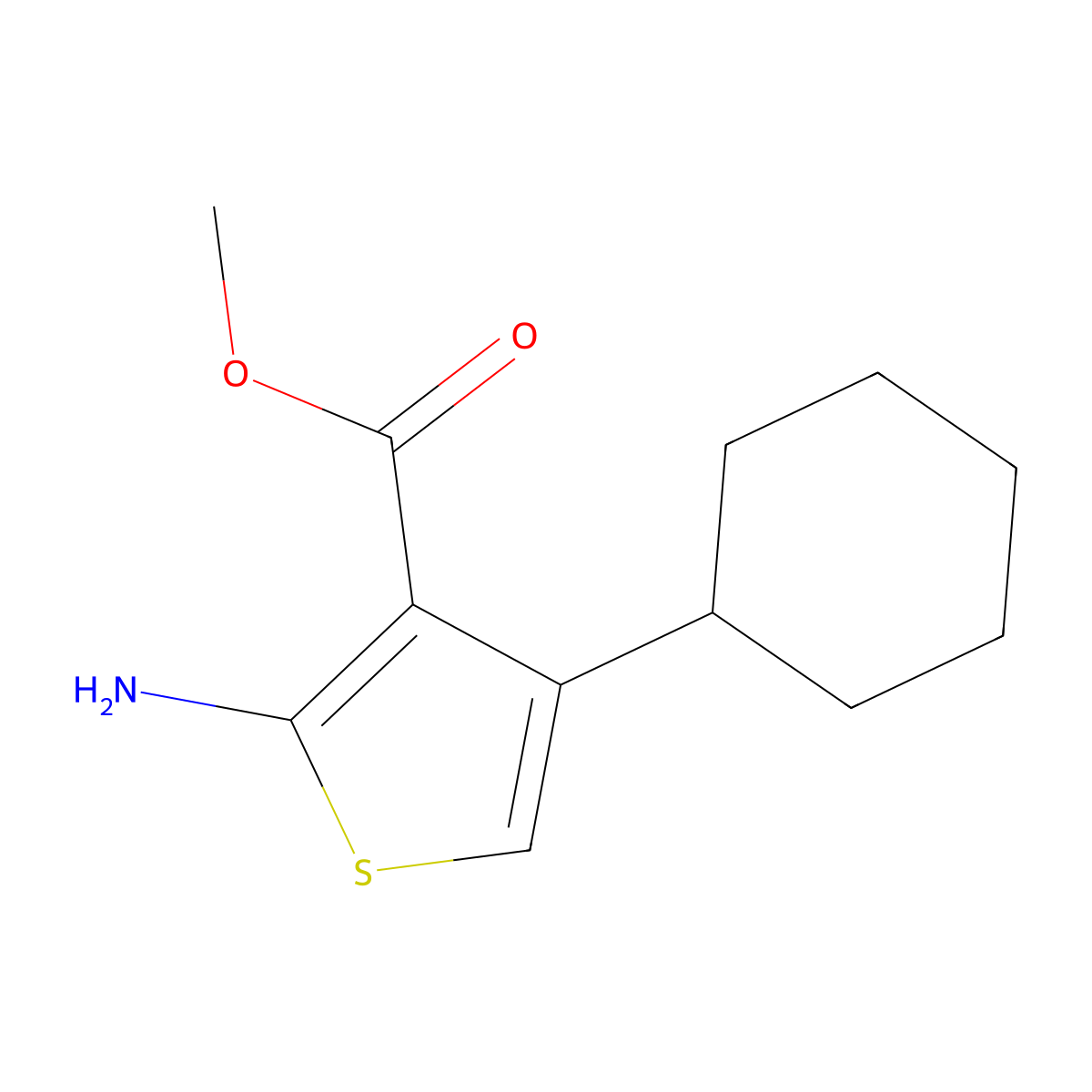 Methyl 2-amino-4-cyclohexylthiophene-3-carboxylate molecular structure, CAS 10413-33-9