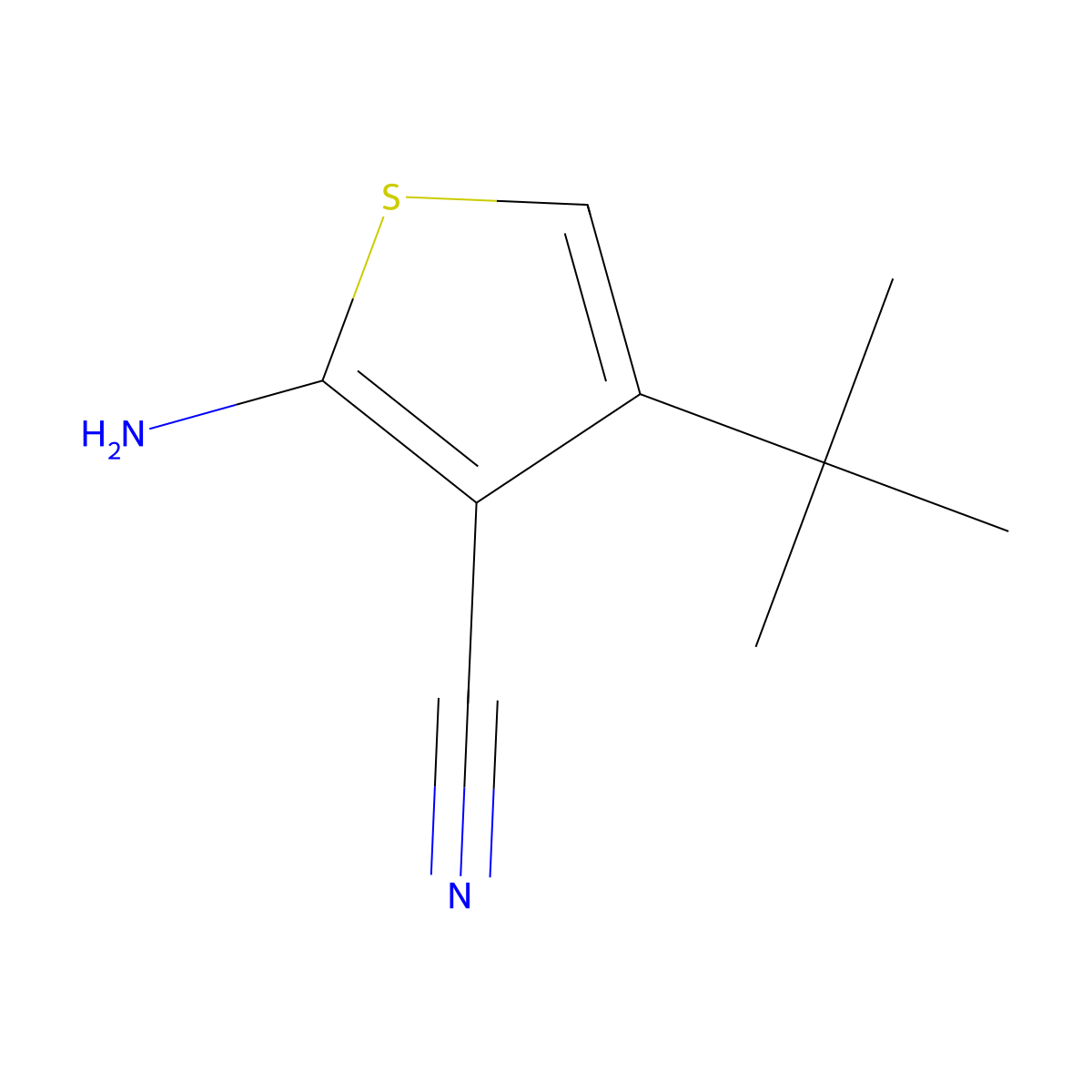 2-Amino-4-(1,1-dimethylethyl)-3-thiophenecarbonitrile molecular structure, CAS 10413-34-0