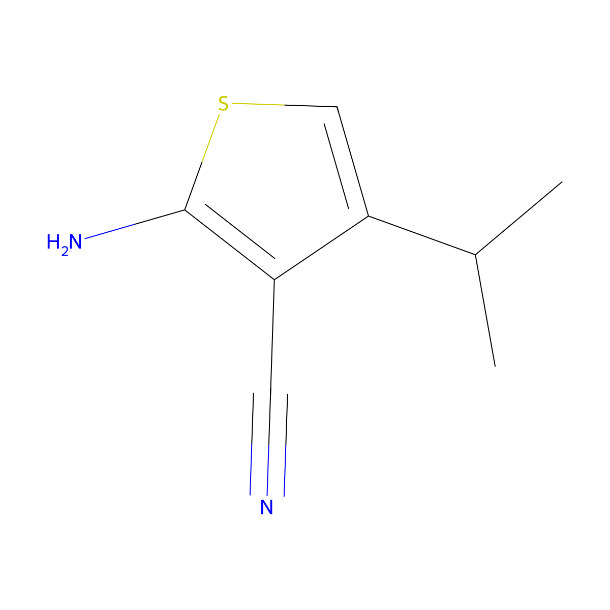 2-Amino-4-isopropylthiophene-3-carbonitrile molecular structure, CAS 10413-35-1