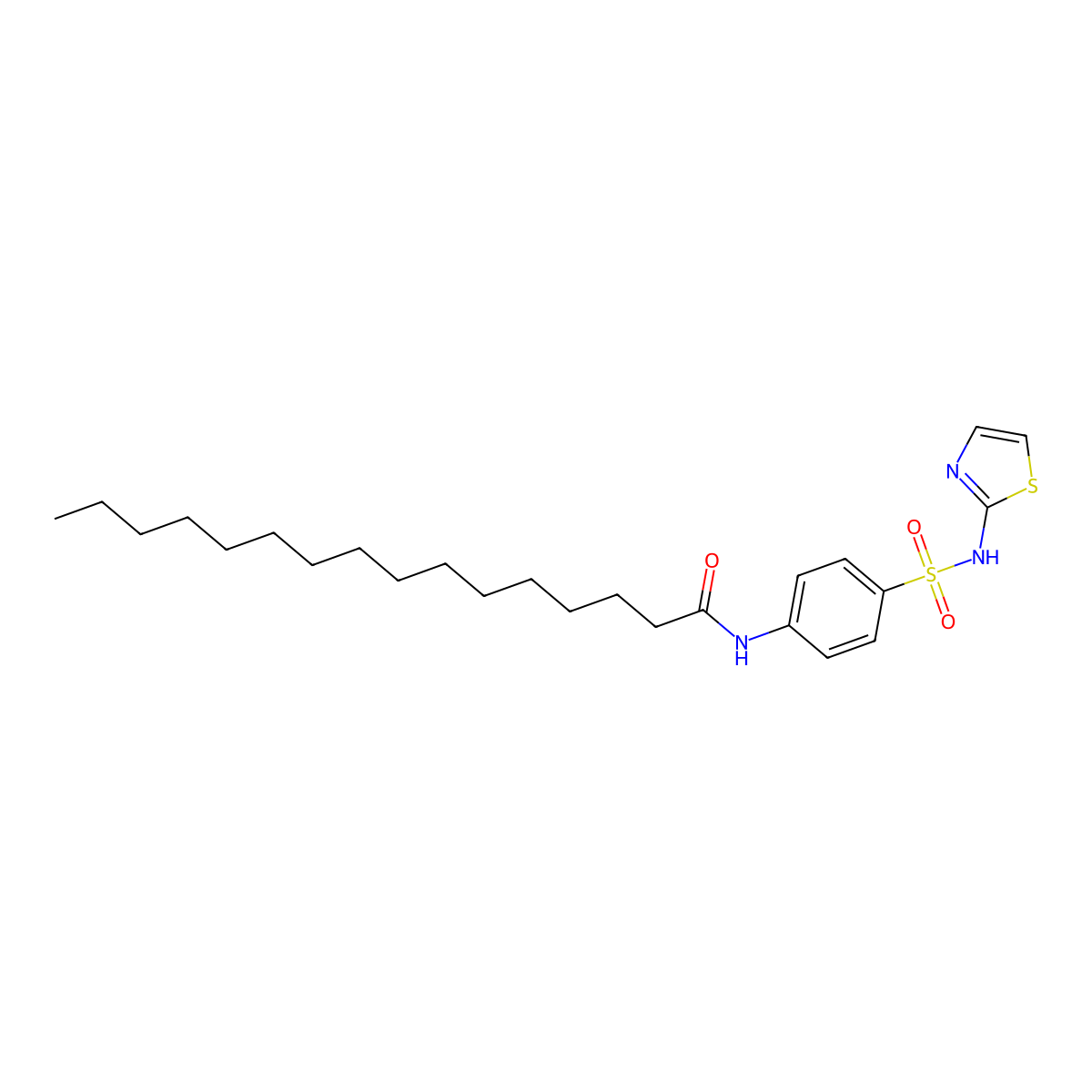 Hexadecanamide, N-[4-[(2-thiazolylamino)sulfonyl]phenyl]- molecular structure, CAS 104134-71-6