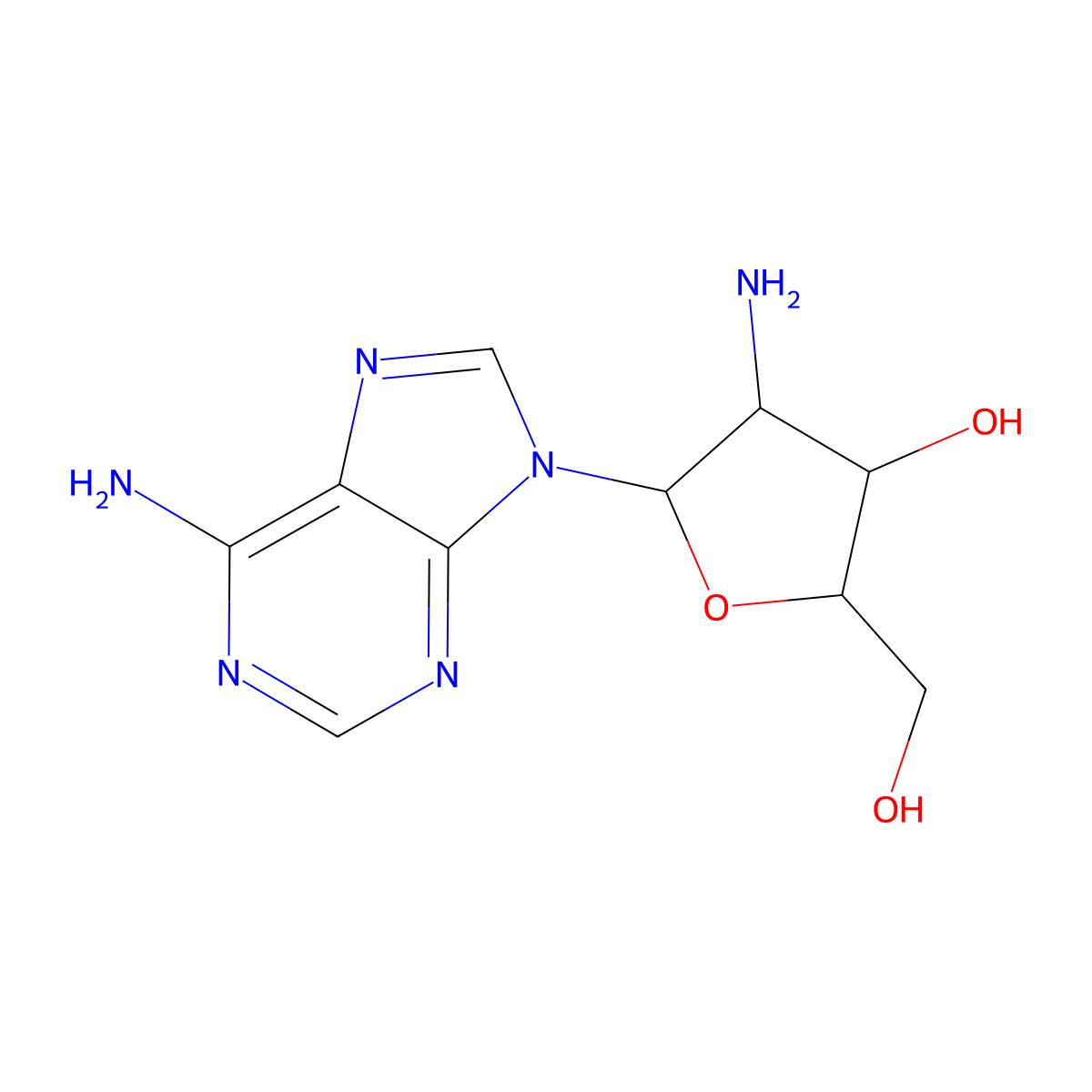 2'-Amino-2'-deoxyadenosine molecular structure, CAS 10414-81-0