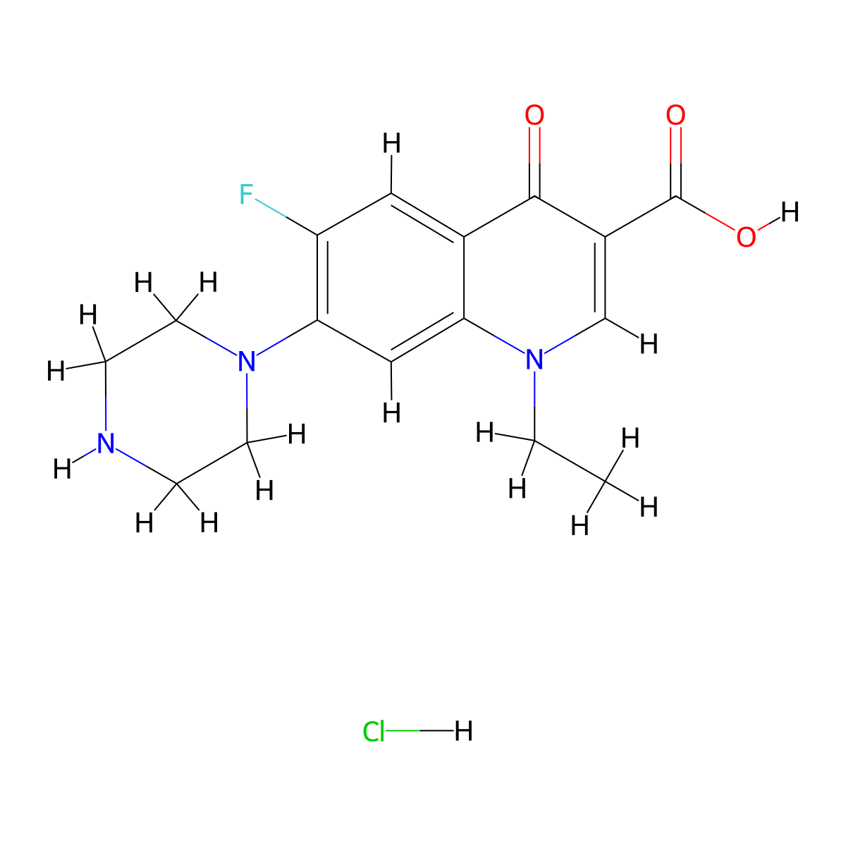 Norfloxacin hydrochloride molecular structure, CAS 104142-93-0