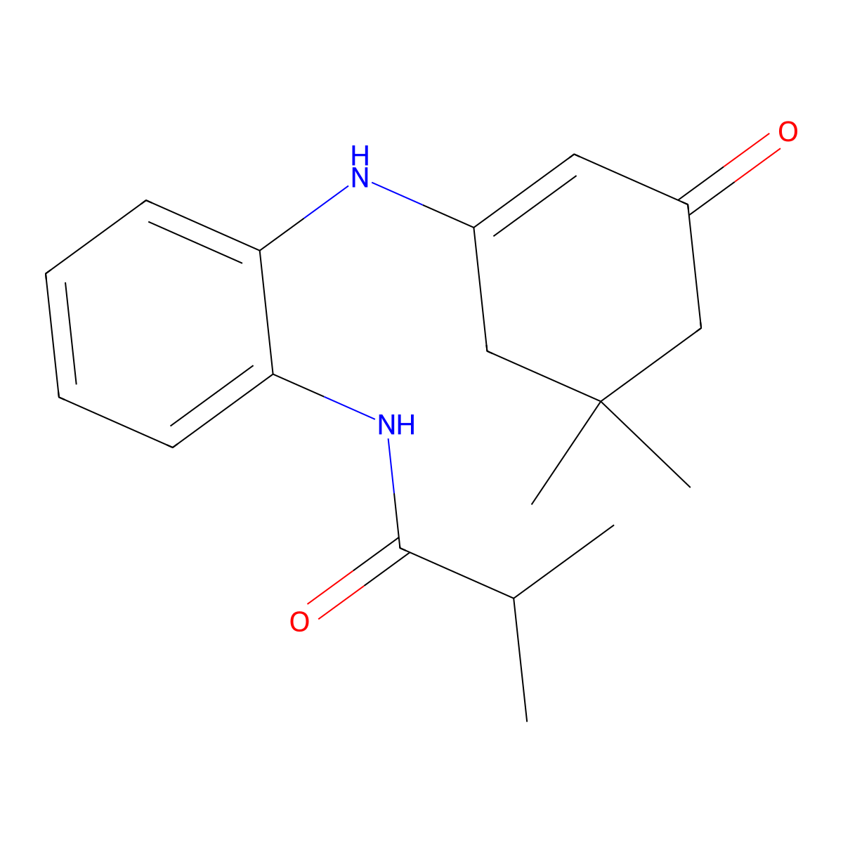 N-(2-((5,5-Dimethyl-3-oxocyclohex-1-enyl)amino)phenyl)-2-methylpropanamide molecular structure, CAS 104143-31-9