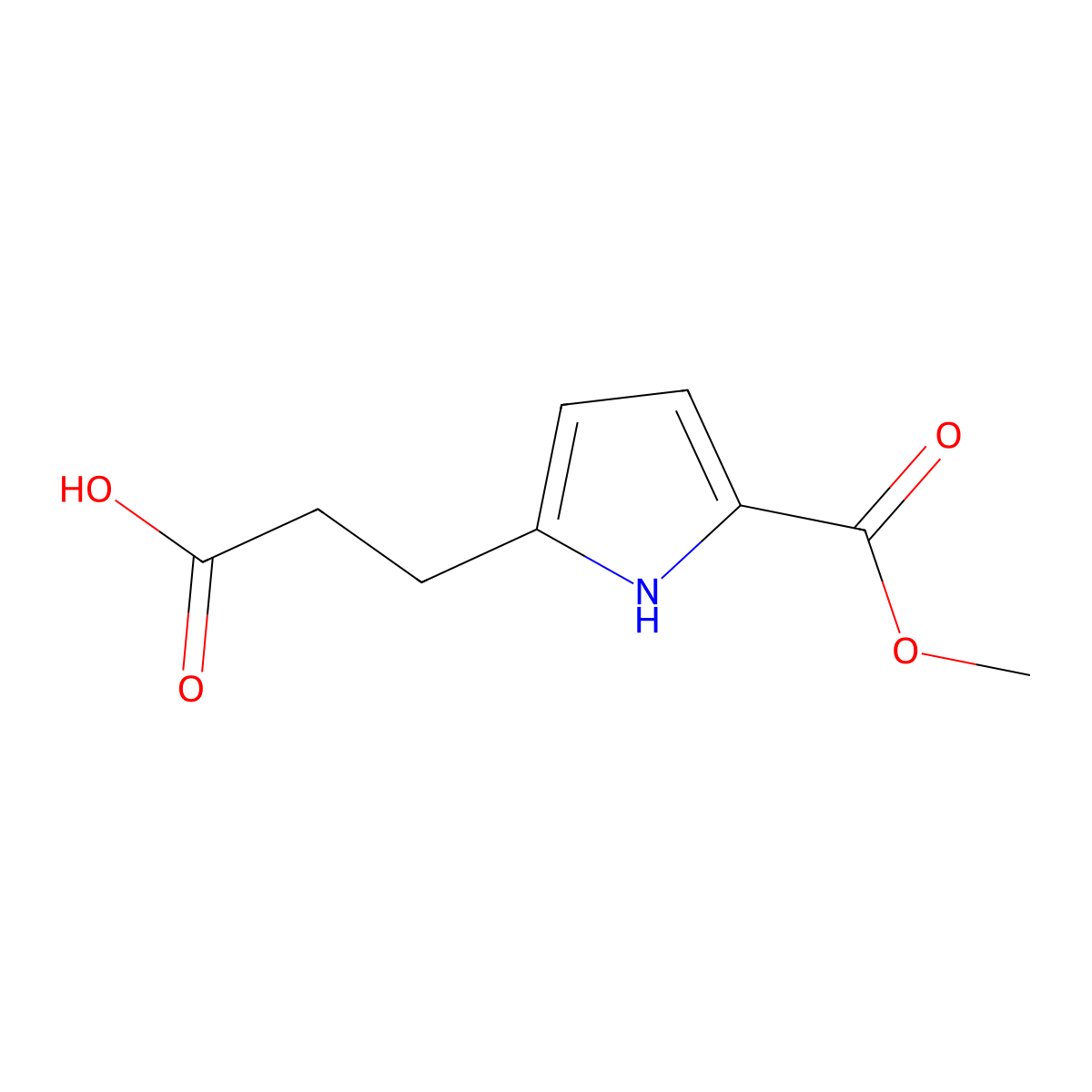 3-[5-(methoxycarbonyl)-1H-pyrrol-2-yl]propanoic acid molecular structure, CAS 1041430-19-6