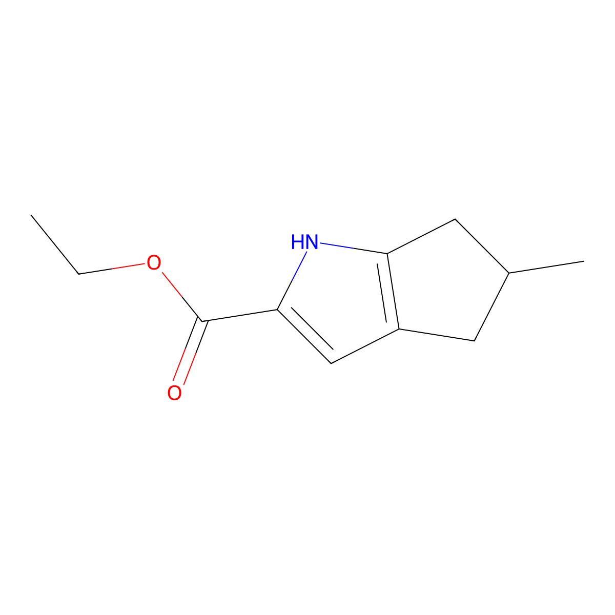 Ethyl 5-methyl-1,4,5,6-tetrahydrocyclopenta[b]pyrrole-2-carboxylate molecular structure, CAS 1041431-38-2