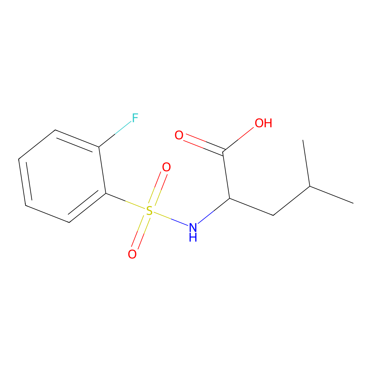 ((2-Fluorophenyl)sulfonyl)leucine molecular structure, CAS 1041437-98-2