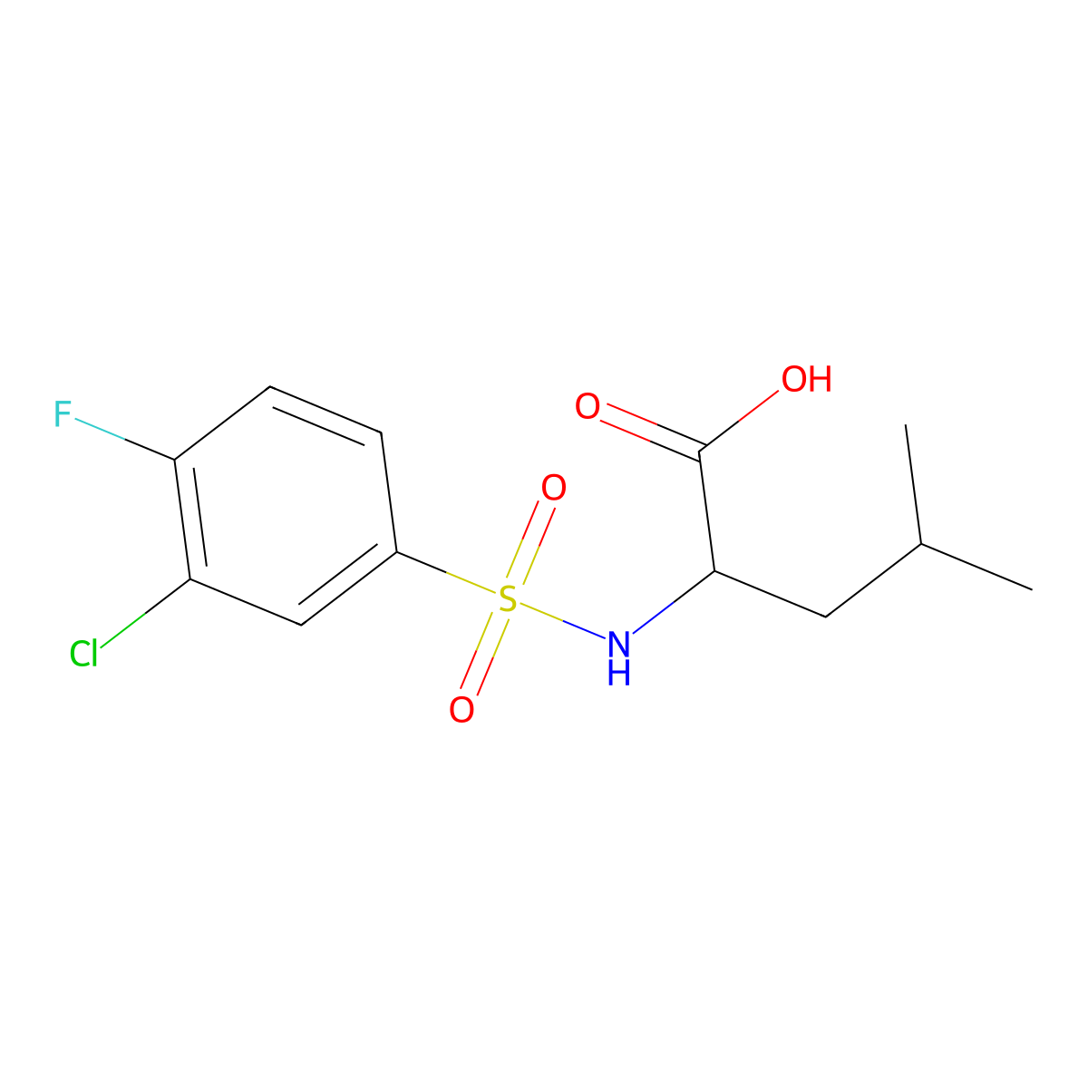((3-Chloro-4-fluorophenyl)sulfonyl)leucine molecular structure, CAS 1041437-99-3
