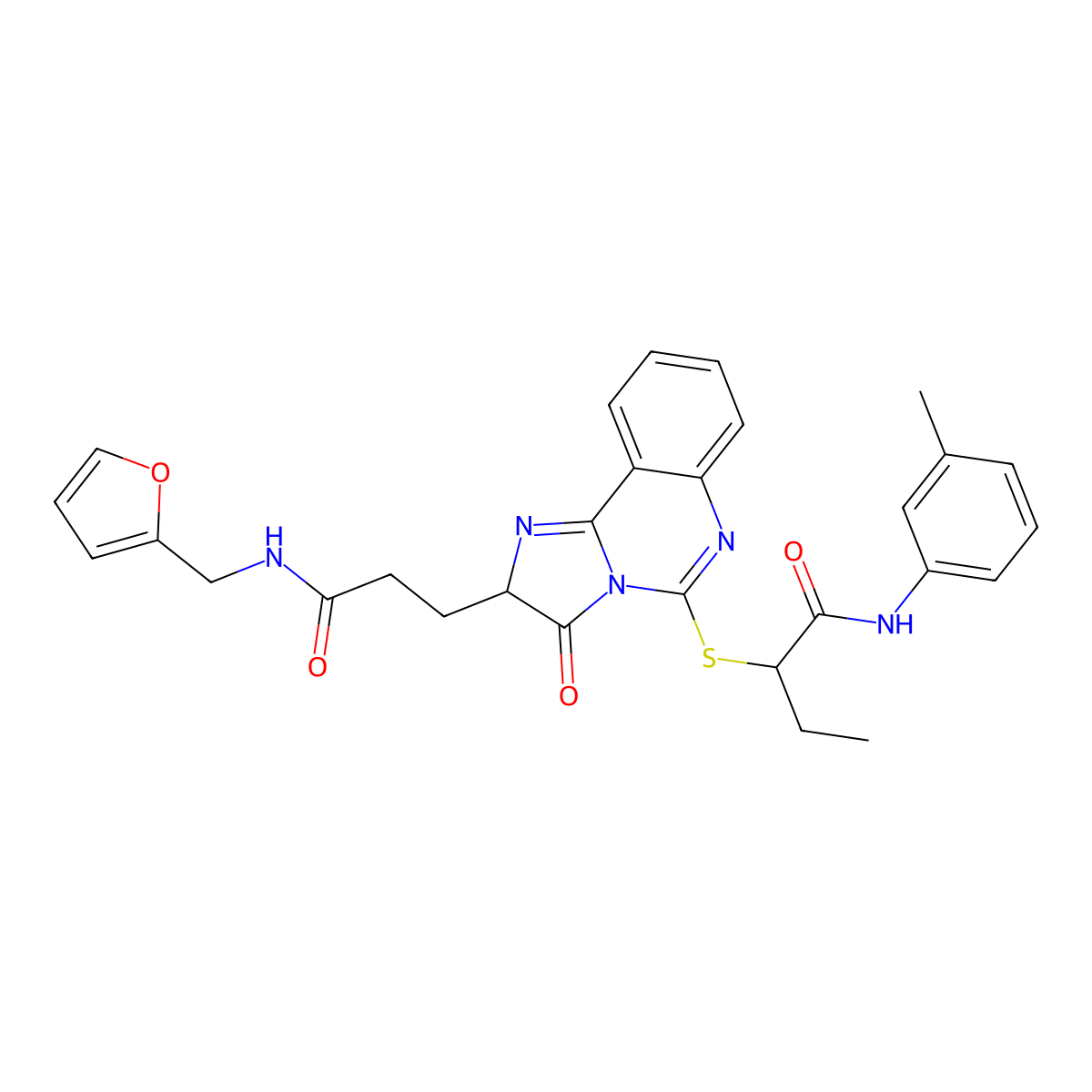 2-{[2-(2-{[(furan-2-yl)methyl]carbamoyl}ethyl)-3-oxo-2H,3H-imidazo[1,2-c]quinazolin-5-yl]sulfanyl}-N-(3-methylphenyl)butanamide molecular structure, CAS 1041440-91-8