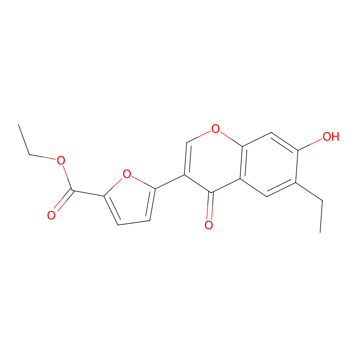 ethyl 5-(6-ethyl-7-hydroxy-4-oxo-4H-chromen-3-yl)furan-2-carboxylate molecular structure, CAS 104150-64-3