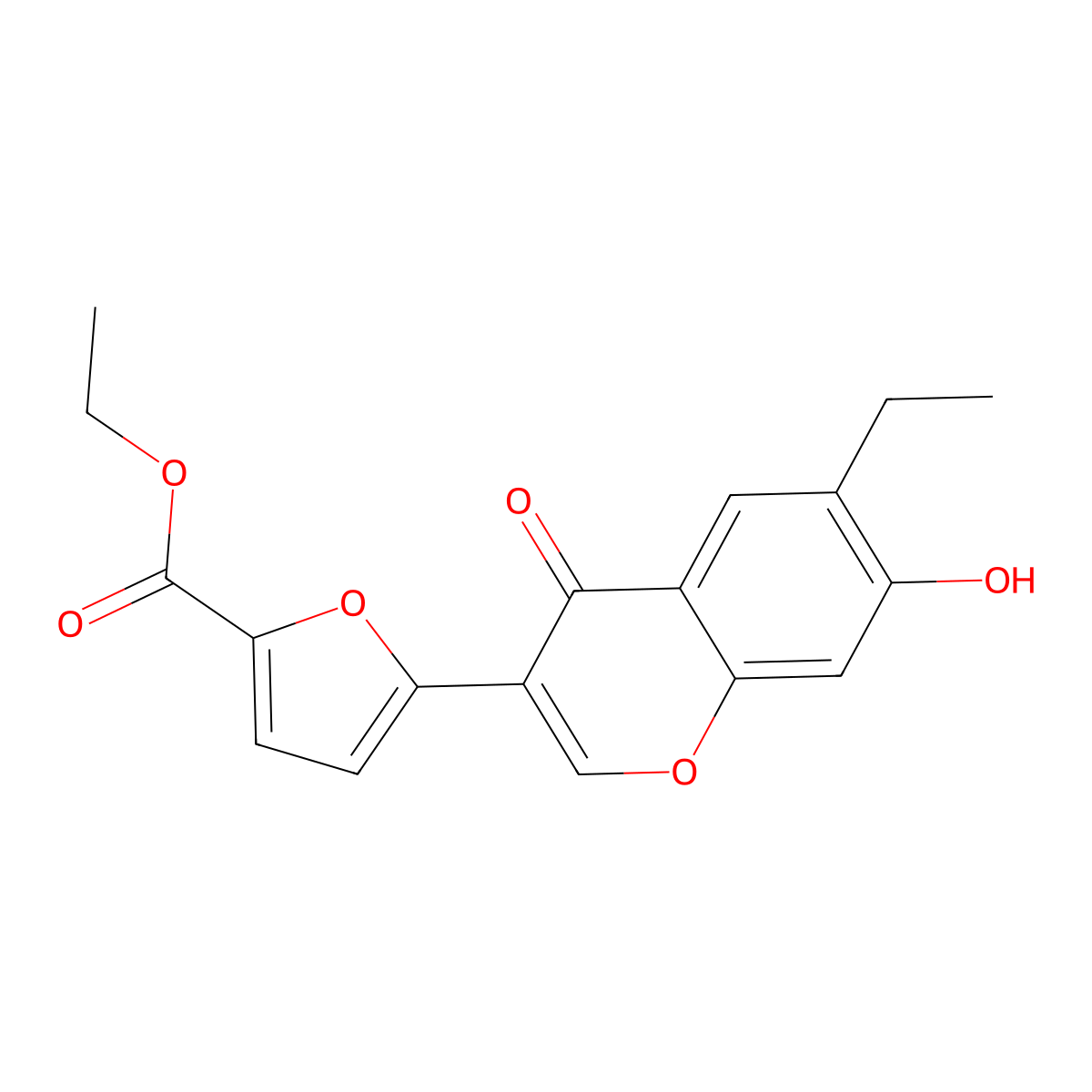 ethyl 5-(6-ethyl-7-hydroxy-4-oxo-4H-chromen-3-yl)furan-2-carboxylate molecular structure, CAS 104150-64-3