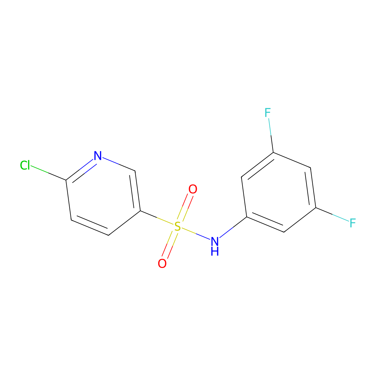 6-chloro-N-(3,5-difluorophenyl)pyridine-3-sulfonamide molecular structure, CAS 1041507-44-1