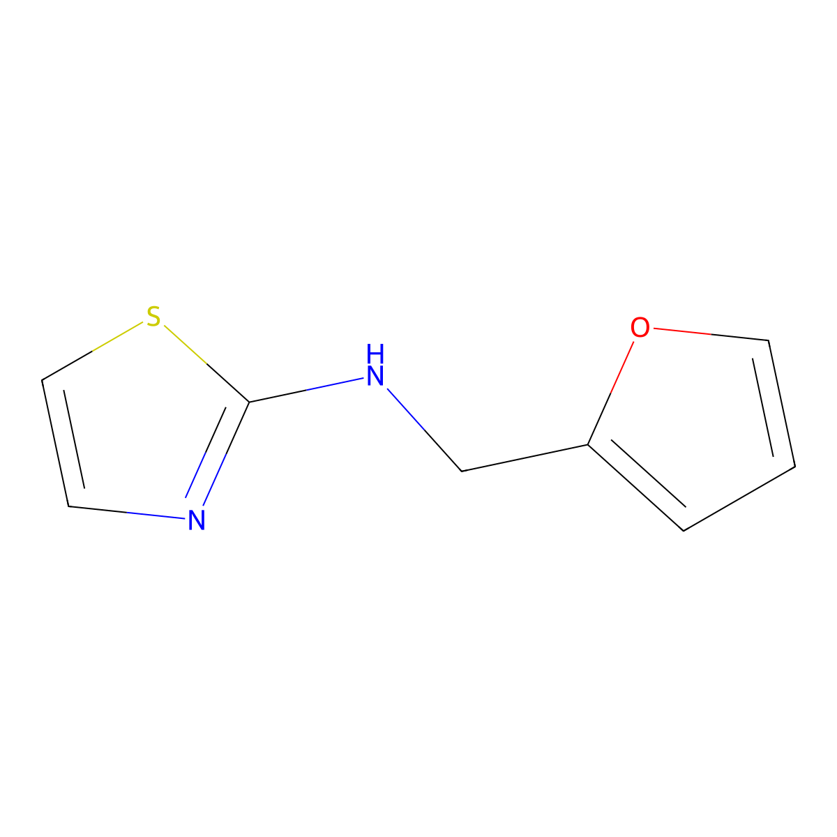 N-(furan-2-ylmethyl)-1,3-thiazol-2-amine molecular structure, CAS 1041508-22-8