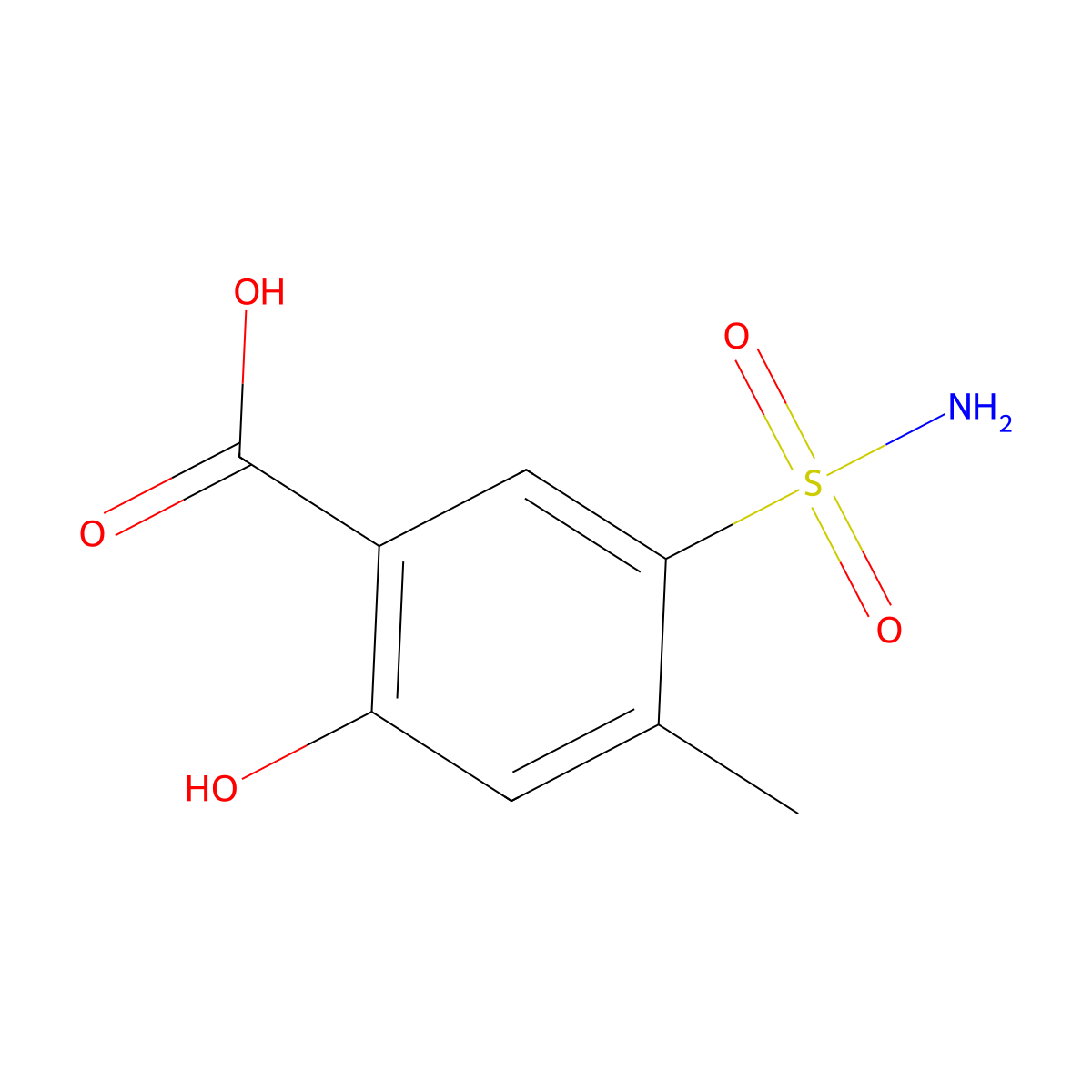 2-Hydroxy-4-methyl-5-sulfamoylbenzoic acid molecular structure, CAS 1041521-49-6
