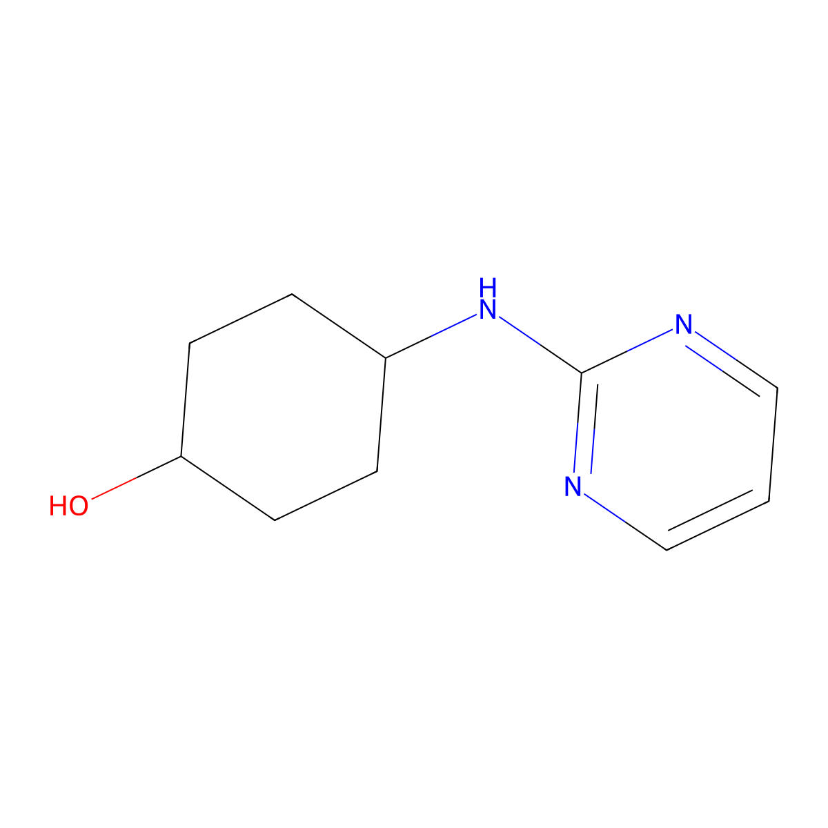 4-(Pyrimidin-2-ylamino)cyclohexanol molecular structure, CAS 1041525-05-6