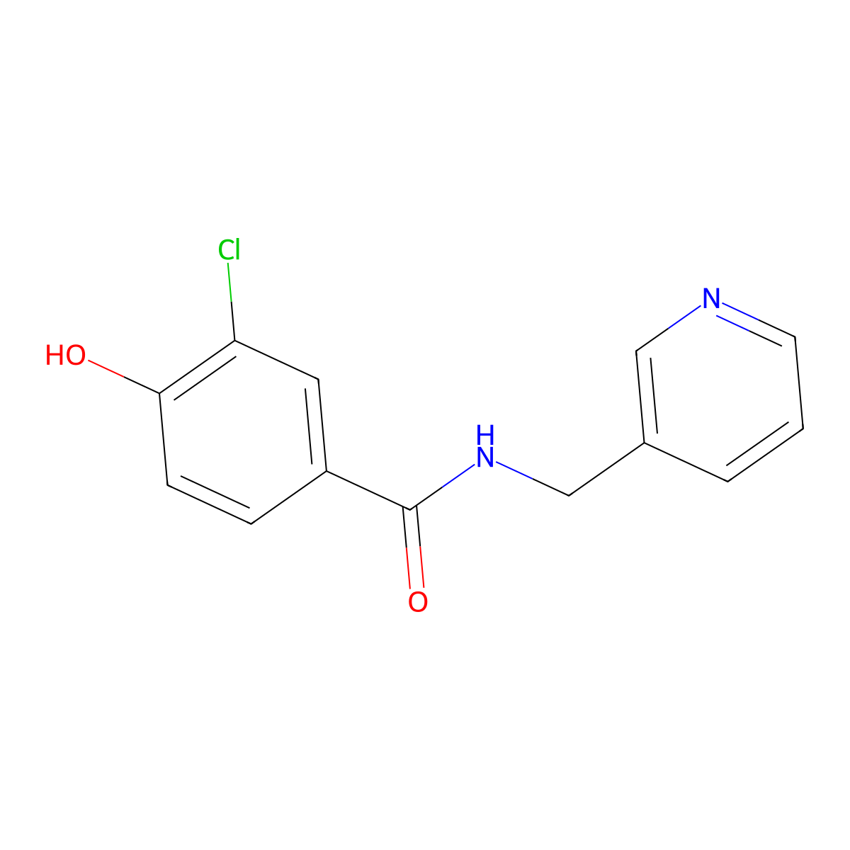3-chloro-4-hydroxy-N-(pyridin-3-ylmethyl)benzamide molecular structure, CAS 1041525-50-1