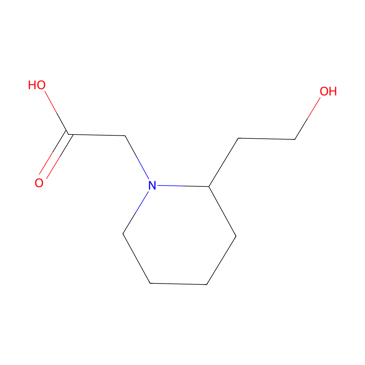 2-[2-(2-Hydroxyethyl)piperidin-1-yl]acetic acid molecular structure, CAS 1041525-89-6