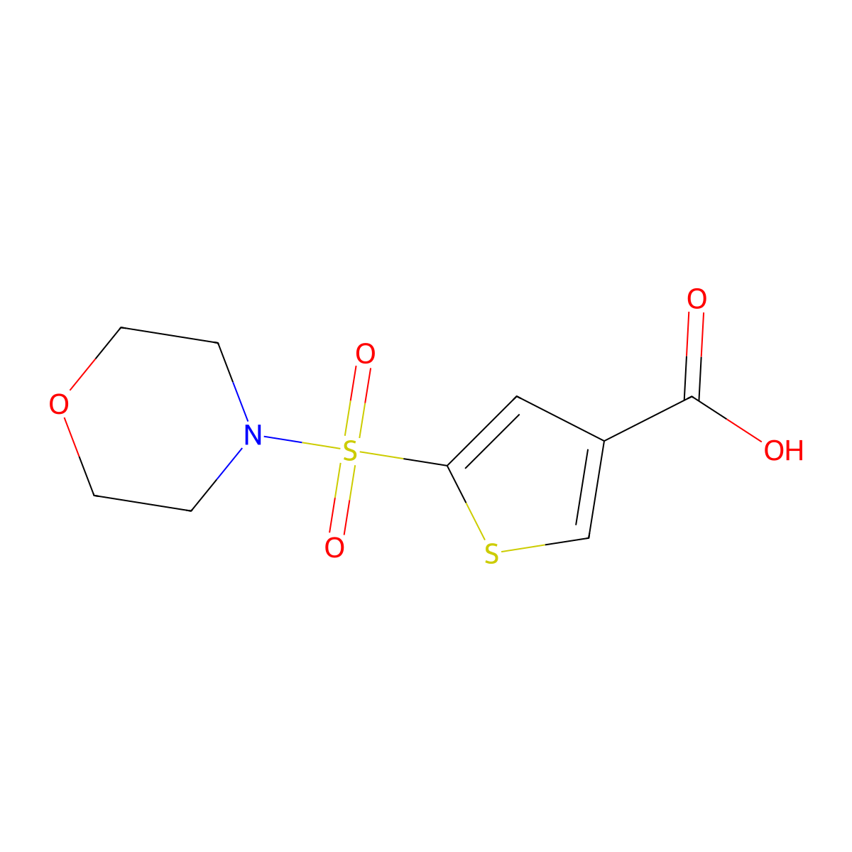 5-(Morpholine-4-sulfonyl)thiophene-3-carboxylic acid molecular structure, CAS 1041528-64-6