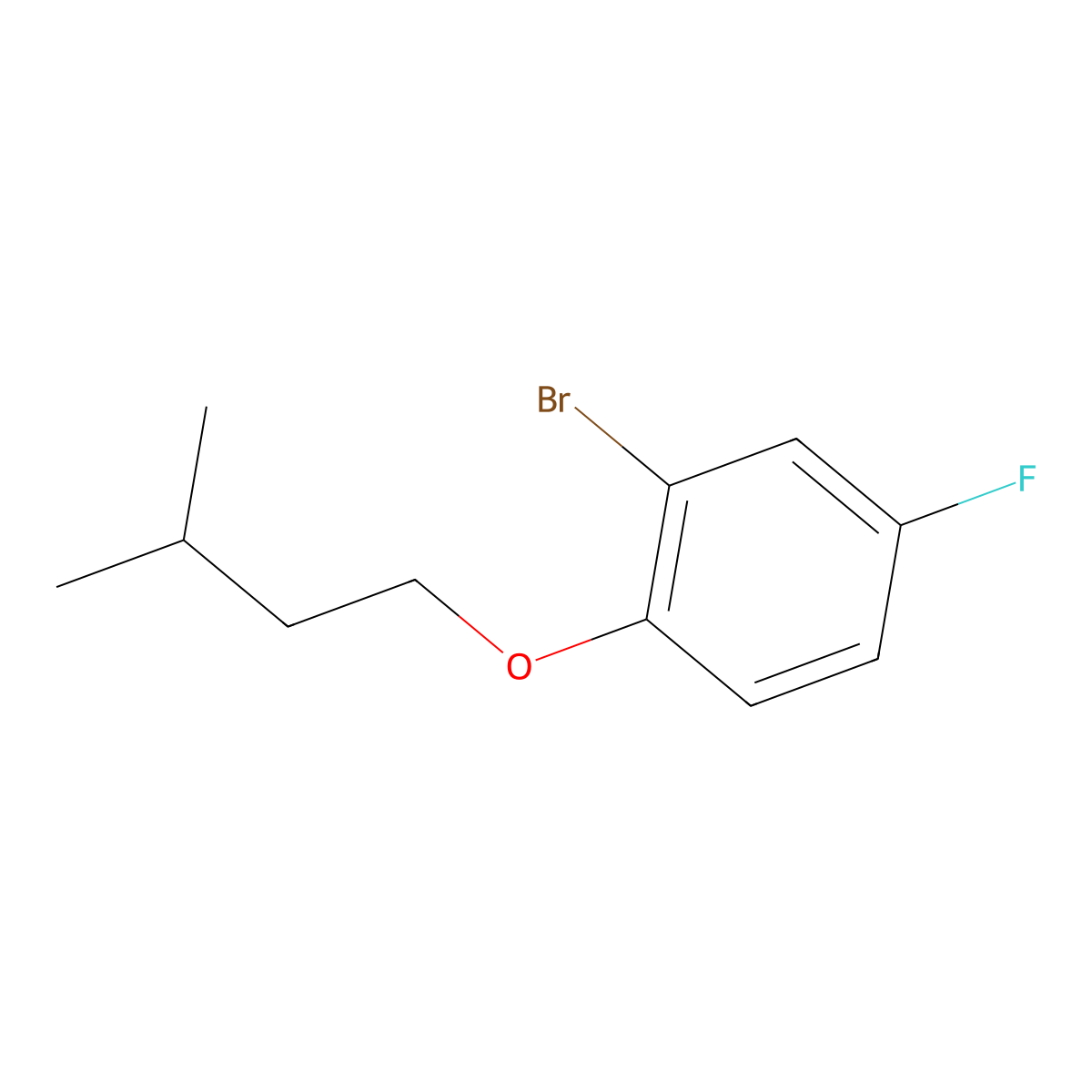 2-Bromo-4-fluoro-1-(isopentyloxy)benzene molecular structure, CAS 1041532-51-7