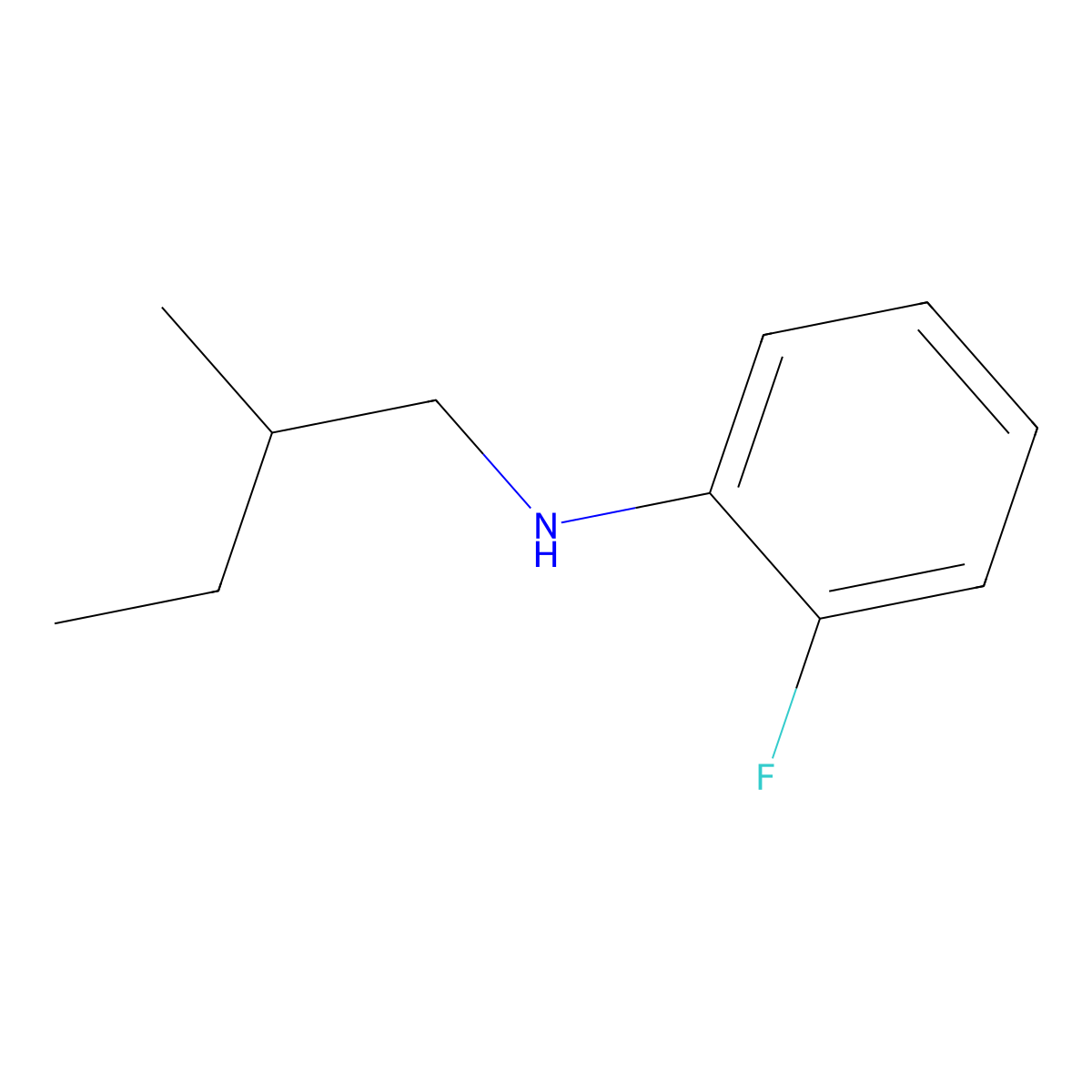2-fluoro-N-(2-methylbutyl)aniline molecular structure, CAS 1041533-04-3