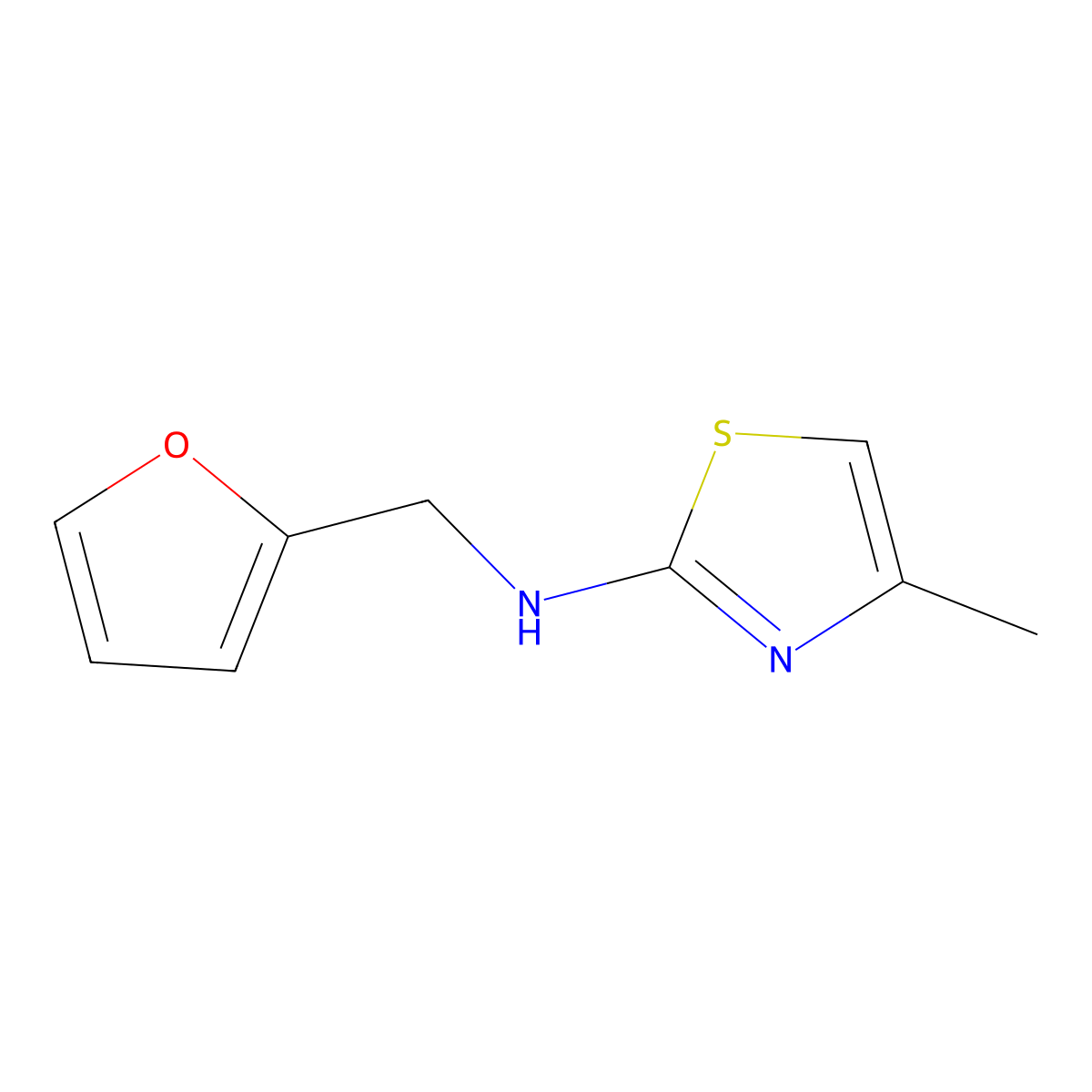 N-(furan-2-ylmethyl)-4-methyl-1,3-thiazol-2-amine molecular structure, CAS 1041533-19-0