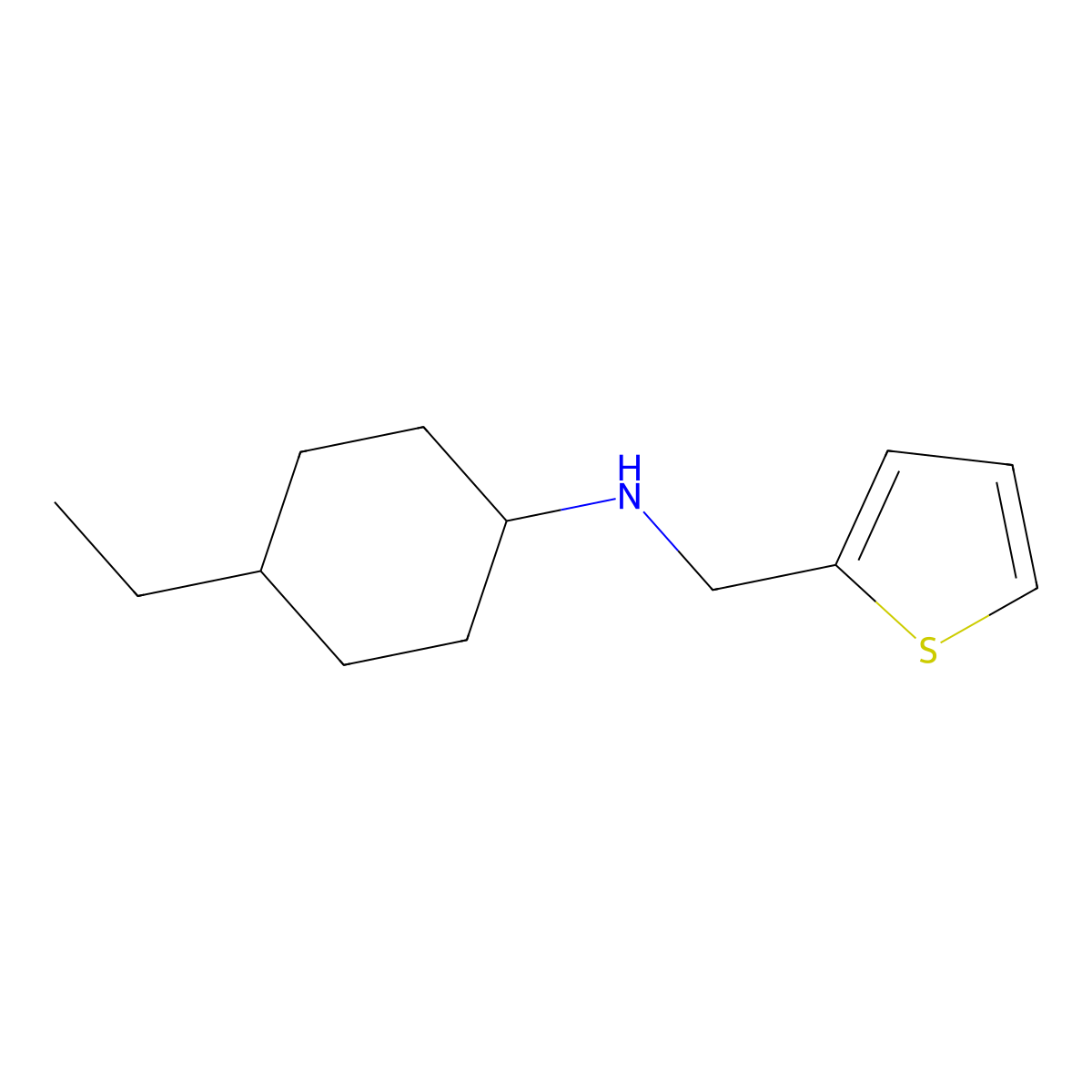 4-ethyl-N-(thiophen-2-ylmethyl)cyclohexan-1-amine molecular structure, CAS 1041535-02-7