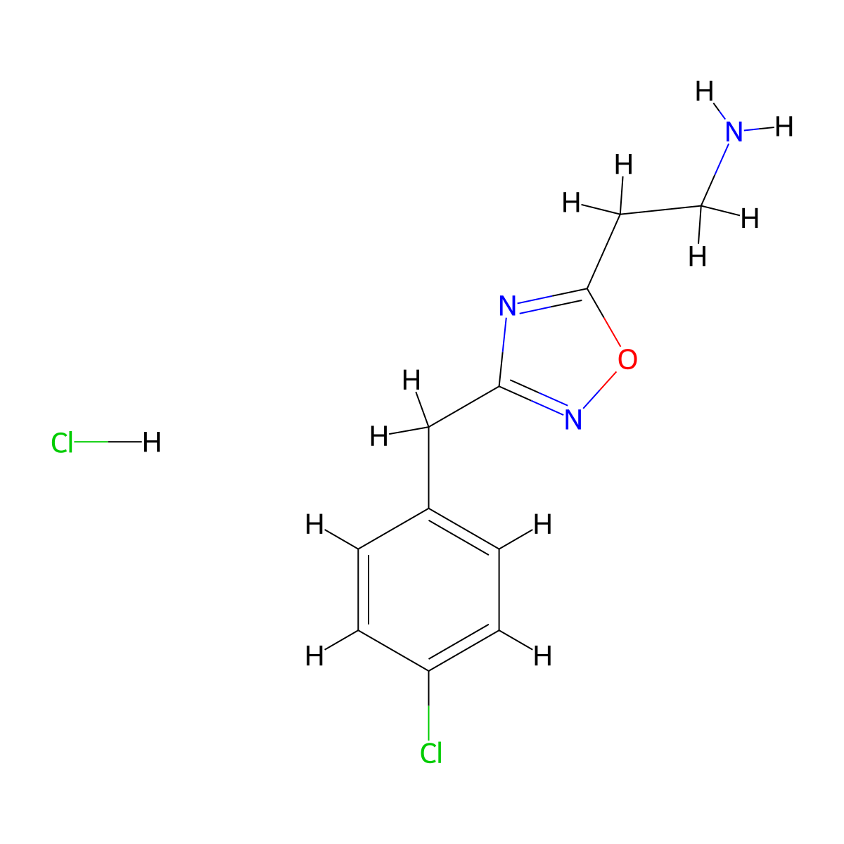 2-(3-(4-Chlorobenzyl)-1,2,4-oxadiazol-5-yl)ethanamine hydrochloride molecular structure, CAS 1041536-35-9