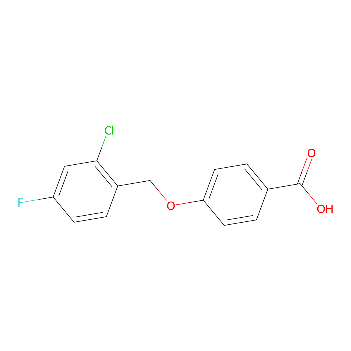 4-[(2-Chloro-4-fluorobenzyl)oxy]benzoic acid molecular structure, CAS 1041536-98-4