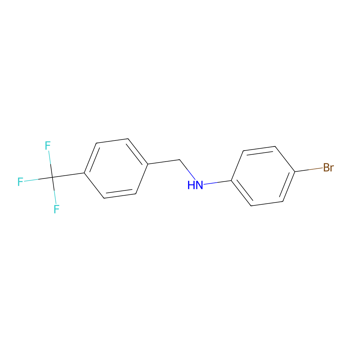 4-bromo-N-{[4-(trifluoromethyl)phenyl]methyl}aniline molecular structure, CAS 1041538-12-8